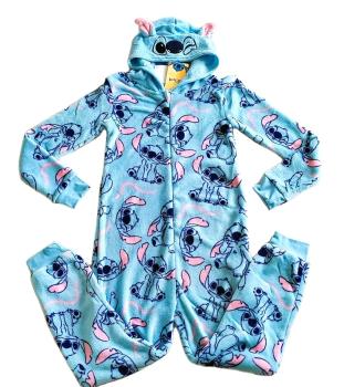 Disney Lilo und Stitch Overall Schlafanzug Kapuze blau mit Ohren 146/152 oder 158/164 NEU