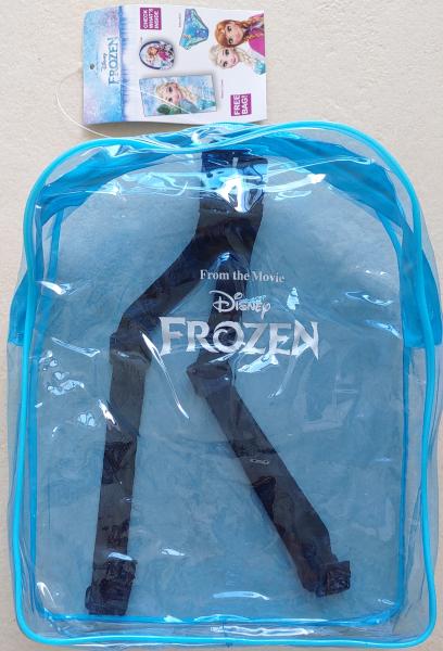 Disney Frozen 4 Teile Set Badeanzug Geschenkeset Disney Frozen die Eiskönigin Strandtuch Badehose Cap und Rucksack blau